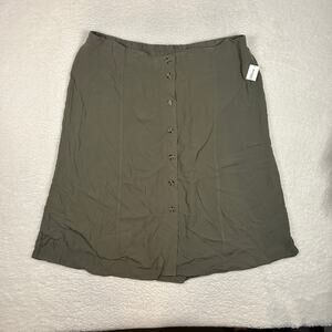 Westport Womens 3X Midi Skirt Tortoise Shell Button Front Work Boho Green NEW